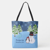 Winter Holiday Penguin en Snowman Kerstmis Tote Bag (Achterkant)