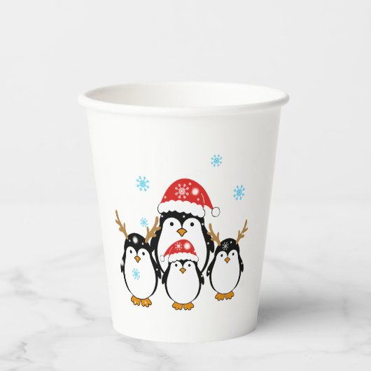 Winter Holiday Penguins Papieren Bekers (Voorkant)