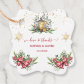 Winter Holiday Pine Cones Kerstbal Weddenschap Bedankjes Labels (Voorkant)