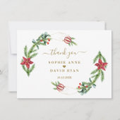 Winter Holiday Pine Cones Kerstbal Weddenschap Bedankkaart (Voorkant)