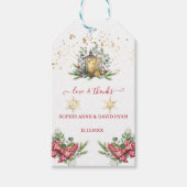 Winter Holiday Pine Cones Kerstbal Weddenschap Cadeaulabel (Voorkant)