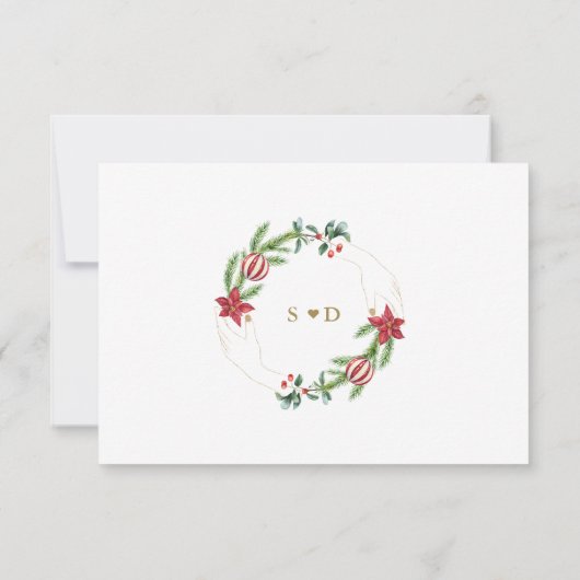 Winter Holiday Pine Cones Kerstbal Weddenschap Save The Date (Achterkant)