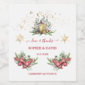 Winter Holiday Pine Cones Kerstbal Weddenschap Wijn Etiket (Enkel label)