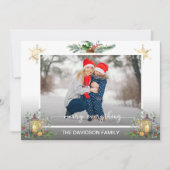 Winter Holiday Pine Cones Light Merry Kerstmis Feestdagenkaart (Voorkant)