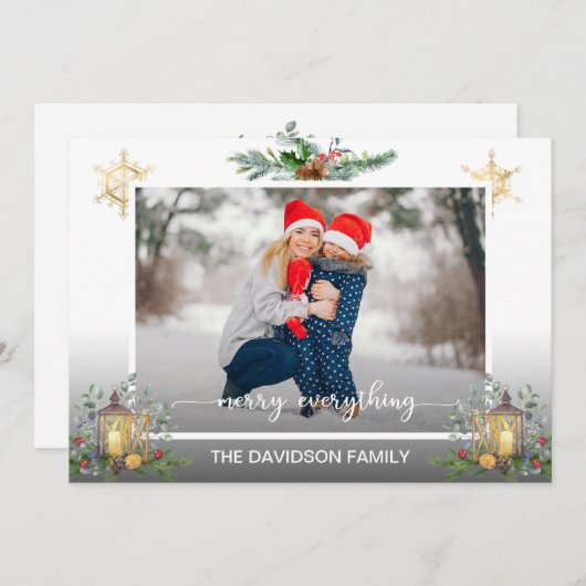 Winter Holiday Pine Cones Light Merry Kerstmis Feestdagenkaart (Voorkant / Achterkant)