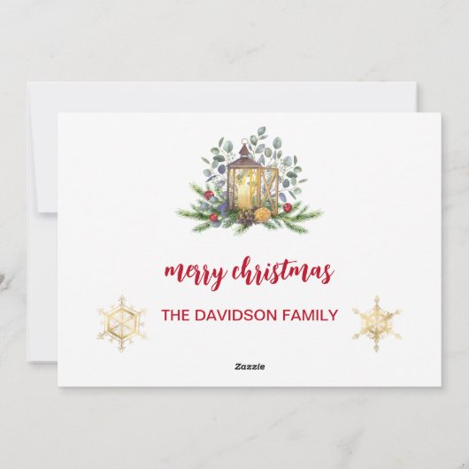 Winter Holiday Pine Cones Light Merry Kerstmis Feestdagenkaart (Achterkant)