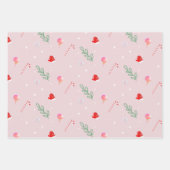 Winter Holiday Pink Green Inpakpapier Vel (Voorkant 3)