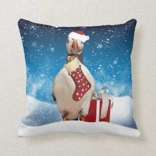 Winter Holiday Puffin met stoppen en gieten Kussen