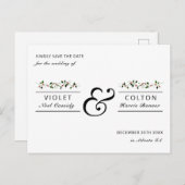 Winter Holiday Red Berry Wedding Save the Date Briefkaart (Voorkant / Achterkant)