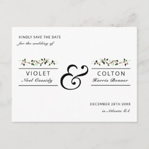 Winter Holiday Red Berry Wedding Save the Date Briefkaart