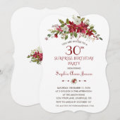 Winter Holiday Red Poinsettia Surprise 30 Birthday Kaart (Voorkant / Achterkant)