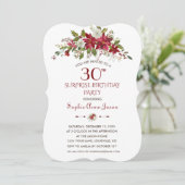 Winter Holiday Red Poinsettia Surprise 30 Birthday Kaart (Staand voorkant)