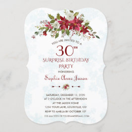 Winter Holiday Red Poinsettia Surprise 30 Birthday Kaart