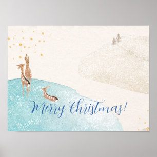 Winter Holiday Reindeer Poster
