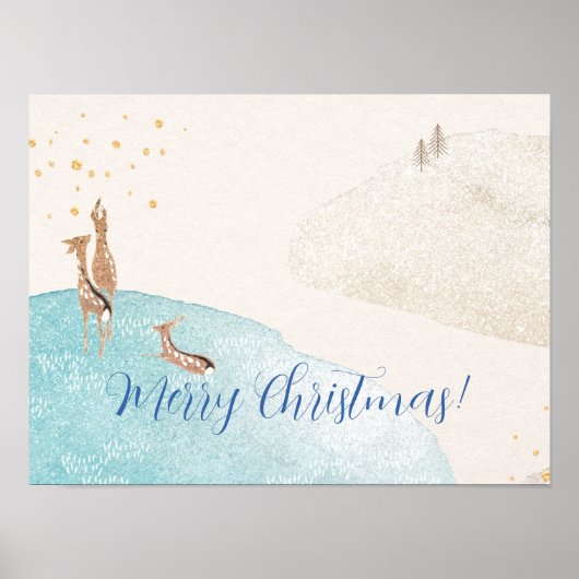 Winter Holiday Reindeer Poster (Voorkant)