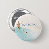 Winter Holiday Reindeer Ronde Button 5,7 Cm (Voorkant /achterkant)