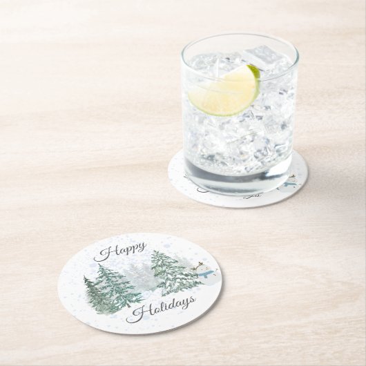 Winter Holiday Ronde Kartonnen Onderzetter (Insitu)