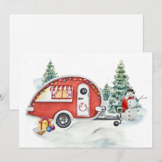 Winter Holiday RV Camper Camping Snow Feestdagenkaart (Voorkant / Achterkant)