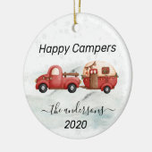 Winter Holiday RV Camper Monogram Happy Campers Keramisch Ornament (Links)