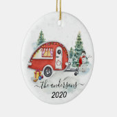Winter Holiday RV Camper Monogram Sneeuw  Keramisch Ornament (Rechts)