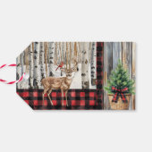 Winter Holiday Scenery Kardinaal en Herten Gift La Cadeaulabel (Achterkant Horizontaal)