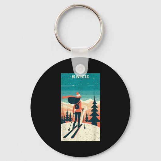 Winter Holiday Ski Christmas X-mas Skiing Skier Wo Sleutelhanger (Voorkant)