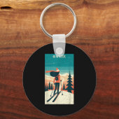 Winter Holiday Ski Christmas X-mas Skiing Skier Wo Sleutelhanger (Voorkant)