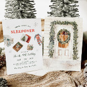 Winter Holiday Sleepover Party Birthday Kaart