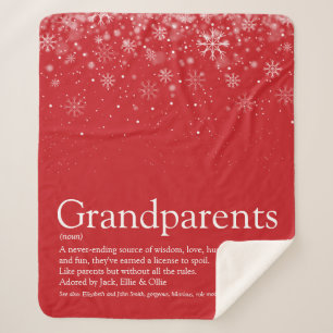 Winter Holiday Snowflakes Grandouders Quote Sherpa Deken