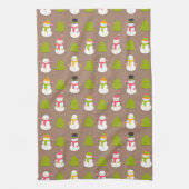 Winter Holiday Snowman-kerstboompatroon Theedoek (Verticaal)