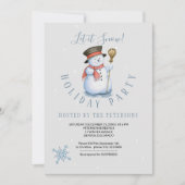 Winter Holiday | Snowman Party Modern Blue Kaart (Voorkant)