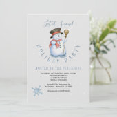 Winter Holiday | Snowman Party Modern Blue Kaart (Staand voorkant)