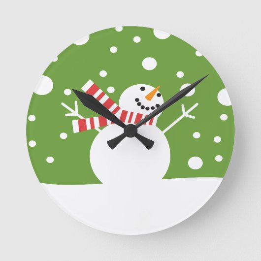 Winter Holiday Snowman Ronde Klok (Voorkant)
