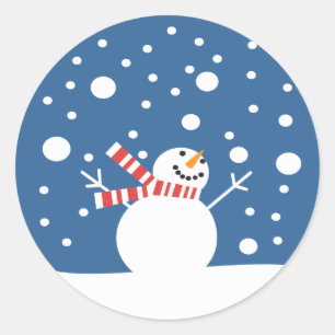 Winter Holiday Snowman Ronde Sticker