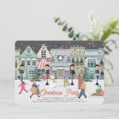 Winter Holiday Town Kerstfeest Feestdagenkaart (Staand voorkant)