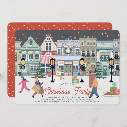 Winter Holiday Town Kerstfeest Feestdagenkaart (Voorkant / Achterkant)