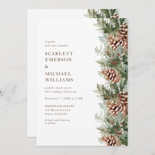 Winter Holiday Weddenschap Uitnodiging (Voorkant / Achterkant)