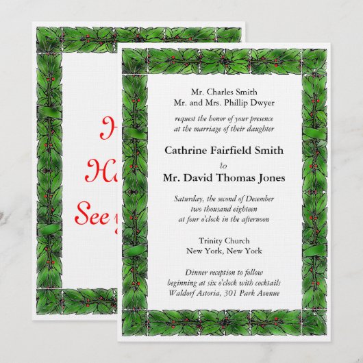 Winter Holiday Weddenschap Uitnodiging (Voorkant / Achterkant)