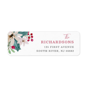 Winter Holiday Weddenschap Waterverf Floral Etiket