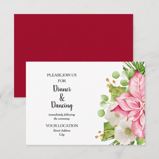 Winter Holiday Weddenschap Waterverf Floral Informatiekaartje (Voorkant / Achterkant)