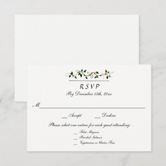 Winter Holiday Wedding 3 Entree RSVP Reactie (Voorkant / Achterkant)