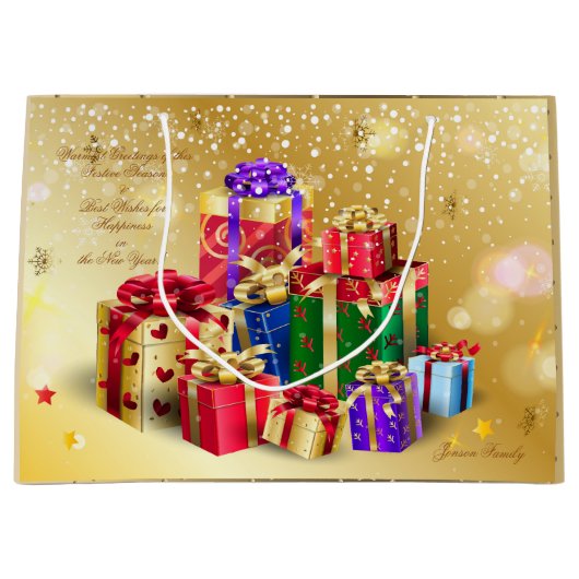 Winter Holiday Wishes XMAS Persoonlijk Groot Cadeauzakje (Voorkant)