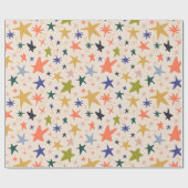 Winter Holiday with Colorful Star Pattern Cadeaupapier (Vlak)