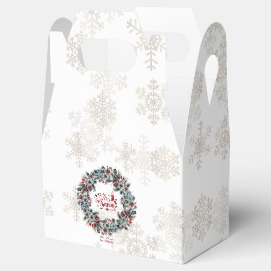 Winter Holiday Wreath 'Dit is het seizoensmonogram Bedankdoosjes (Geopend)