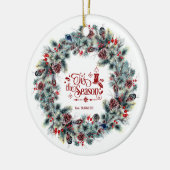 Winter Holiday Wreath 'Dit is het seizoensmonogram Keramisch Ornament (Links)