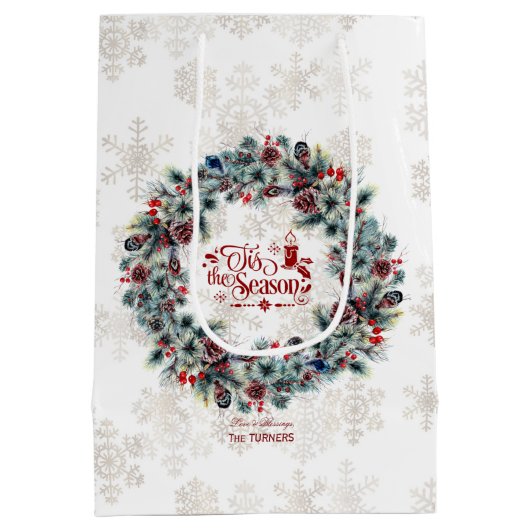 Winter Holiday Wreath 'Dit is het seizoensmonogram Medium Cadeauzakje (Achterkant)