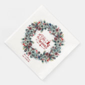 Winter Holiday Wreath 'Dit is het seizoensmonogram Servet (Hoek)