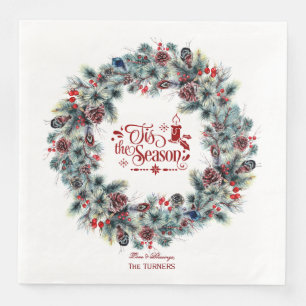 Winter Holiday Wreath 'Dit is het seizoensmonogram Servet