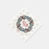 Winter Holiday Wreath 'Dit is het seizoensmonogram Servet (Hoek)