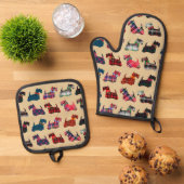 Winter Holidays Plaid Scottish Terriers Kitchen Ovenwant & Pannenlap Set (Top down)